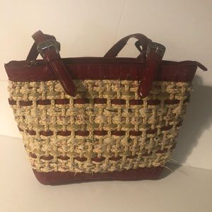 Elka Accessories striped braided pattern handbag